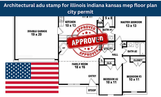 Architectural adu stamp for illinois indiana kansas mep floor plan city ...