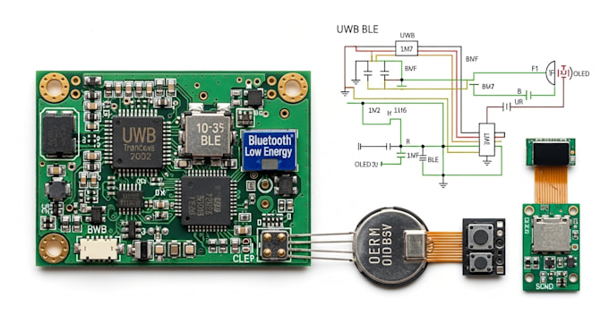 design uwb ble wearable device pcb, rf schematic and embedded hardware prototype