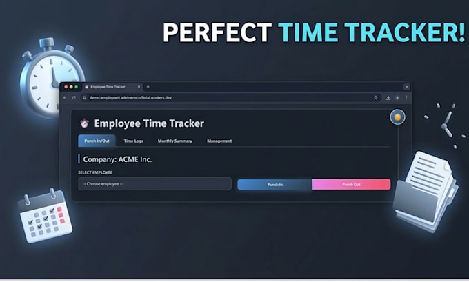 provide employee time tracker frontend zip source code