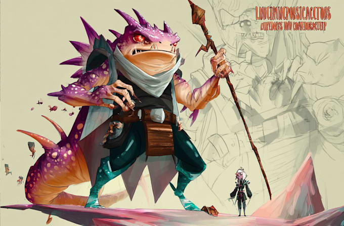 draw fantasy monster design for dnd illustration