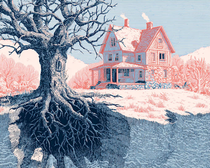 make a amazing illustrations in linocut style