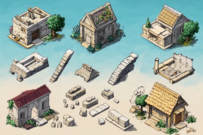 create professional 2d isometric pixel art for game assets