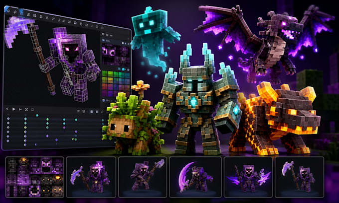 create custom minecraft blockbench 3d models, mobs, texture and animations