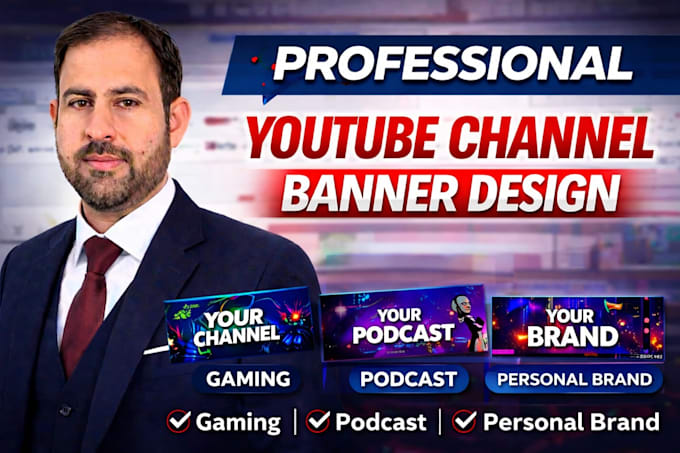 design professional youtube channel banner
