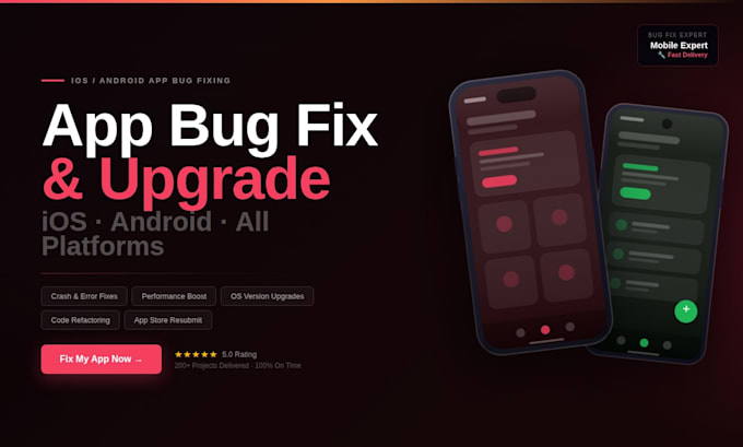 fix app bugs or upgrade ios or android app