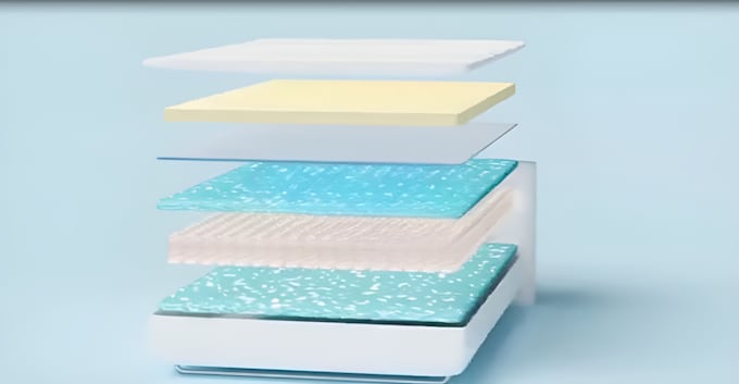 create realistic 3d mattress animation with foam layers and cutaway view for ads