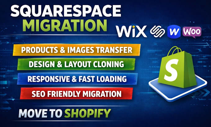 migrate squarespace, wix, webflow, wordpress to shopify clone website migration