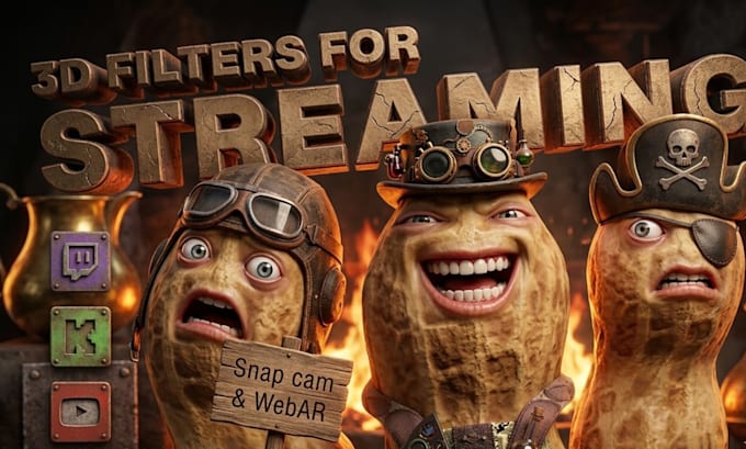 create custom burnt peanut character 3d ar vtuber filter ready for stream