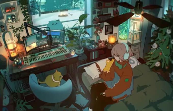 do lofi loop animation, music video, loop animation for your music ,lofi video