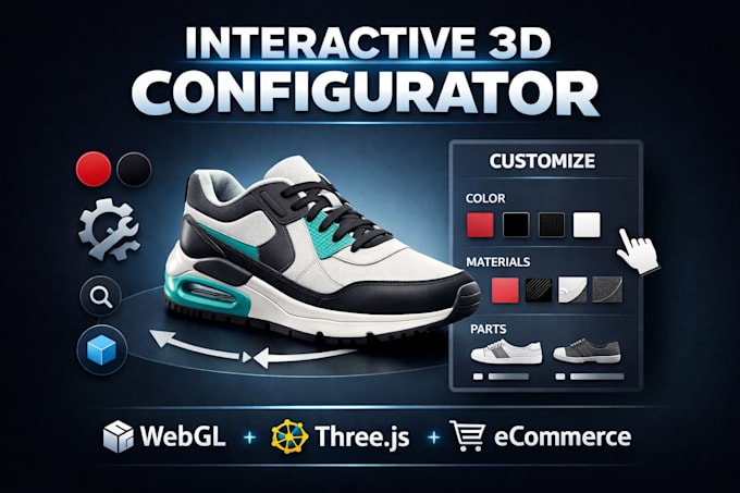 interactive 3d product configurator, interactive webgl and threejs developer, 3d