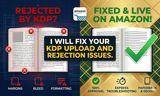 fix amazon kdp upload and rejected ebook or paperback