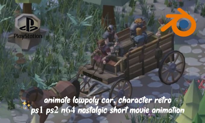 animate lowpoly car, character retro ps1 ps2 n64 nostalgic short movie animation