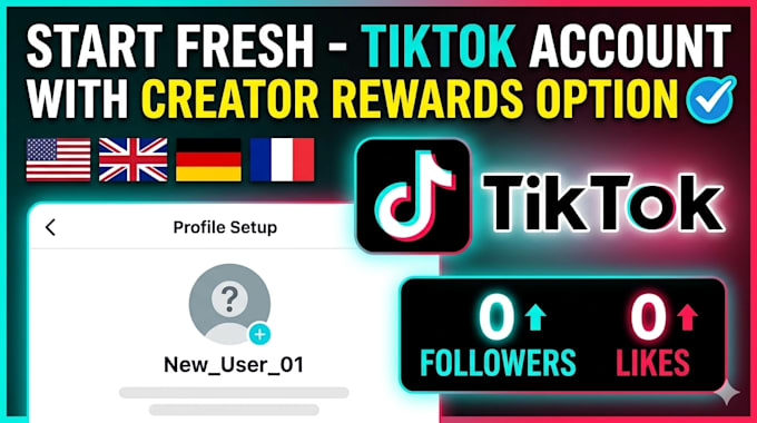 create tiktok account with creator reward option