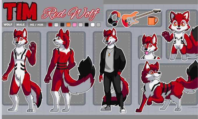 do a custom furry art commission and detailed furry reference sheet