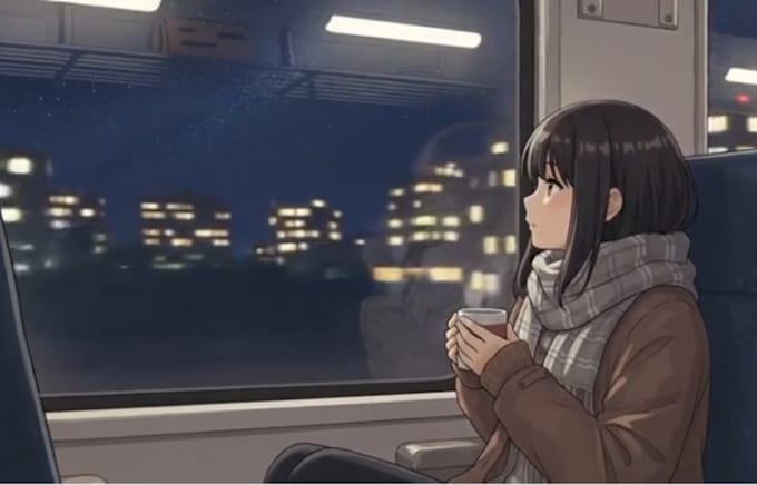 create lofi loop animation video, music video, loop animation, animated gif