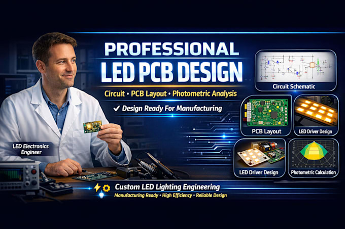 Led-beleuchtungs-pcb-layout, schaltplan und photometrische berechnung ...