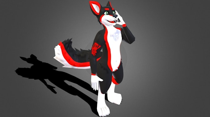 create 3d furry character model for vtuber, anime, 3d rigging or vroid model