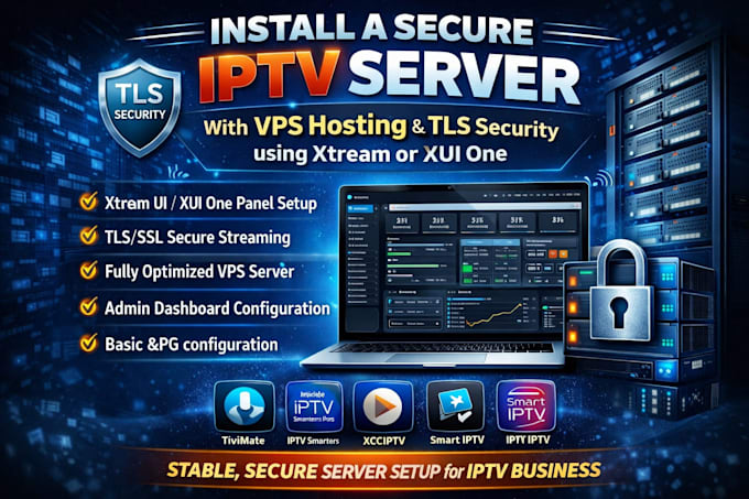 install a secure server with vps hosting, tls security using xtream or xui one