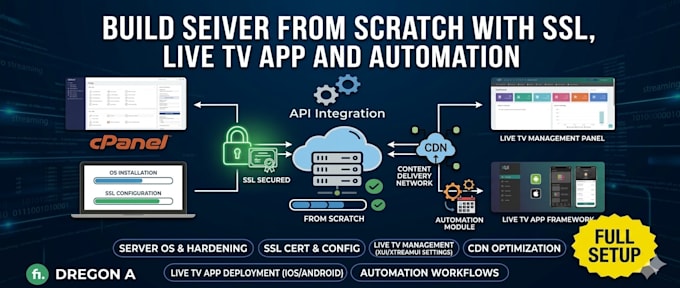 configure and build ip tv server using xui one, cpanel xtreamui, api integration