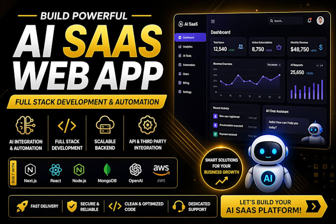 build ai saas web app with full stack development and automation