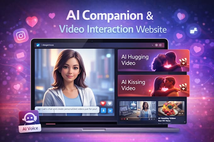 develop saas ai companion website with ai hugging and kissing video generator