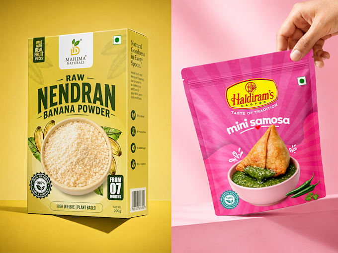 design food packaging, pouch, label and box packaging