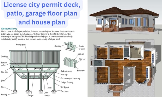 Deliver license city permit deck, patio, garage, floor plan and house ...