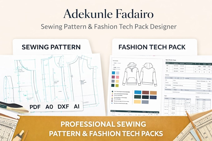 Prototype Sewing Patterns Do digital sewing pattern design, fashion tech pack design garment ...