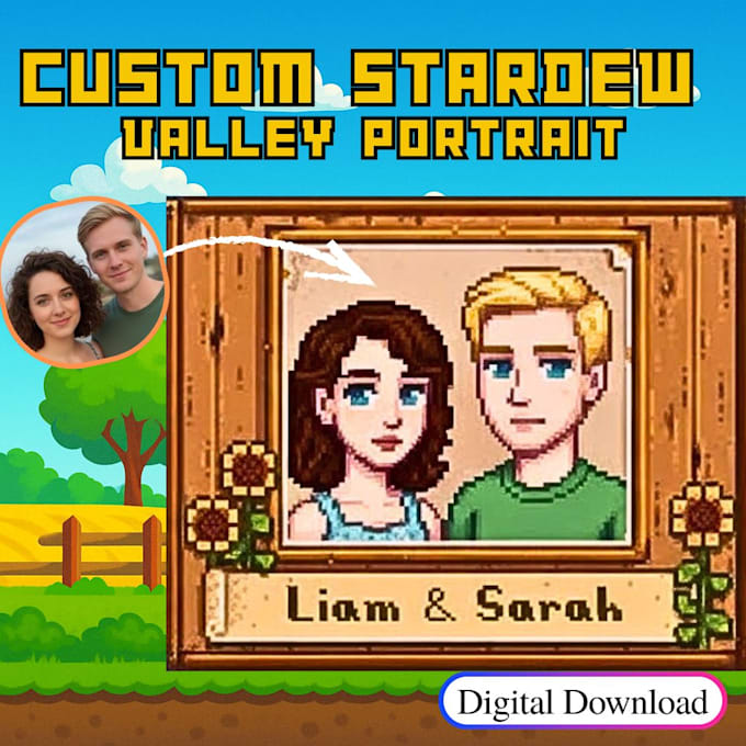 create stardew valley style pixel art portrait