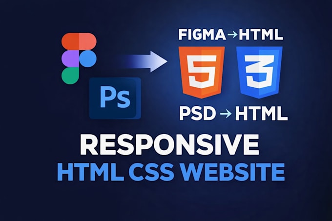 convert figma, PSD, or design to responsive HTML CSS website