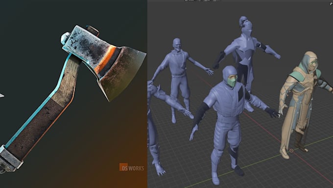 create 3d game assets, weapons and props with textures or extract, rip model