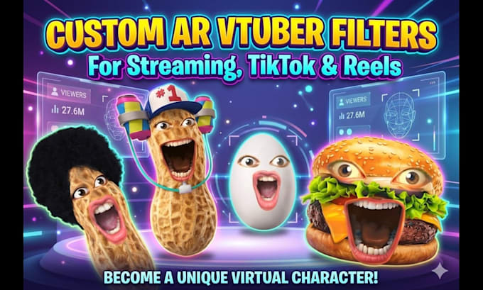 create custom 3d ar vtuber filter for snap camera lens studio ready for stream