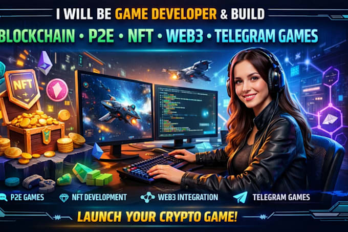 be game developer and build blockchain, p2e web3 game, nft game, telegram game