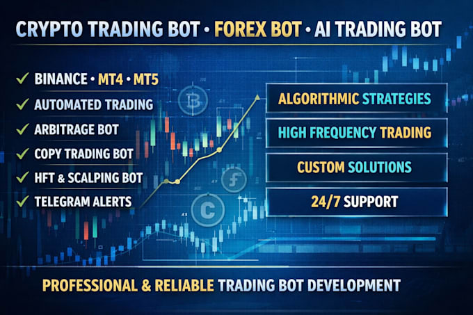 develop crypto trading bot, forex trading bot, hft bot