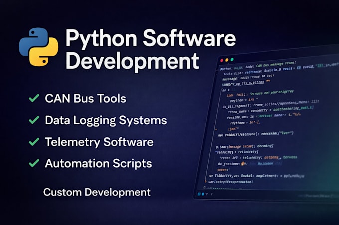 develop python software for data logging, can bus, telemetry and automation