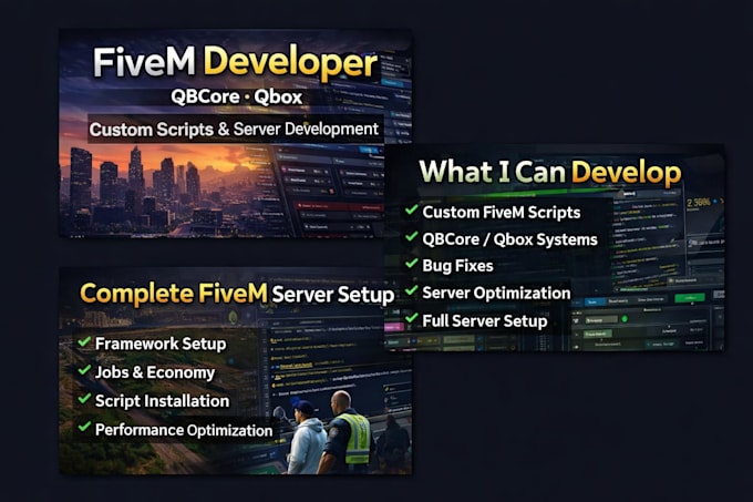 build custom fivem scripts and systems for qbcore, qbox and esx