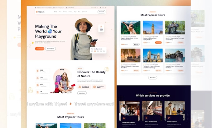 design a tour operator or travel agency website with booking system