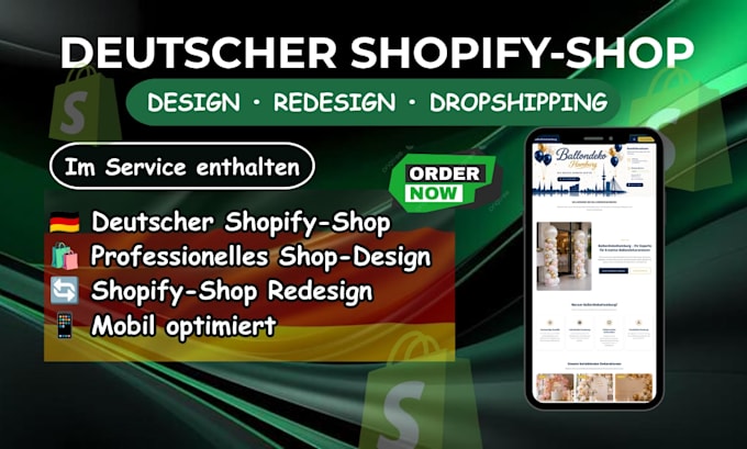 design professional german shopify store or redesign shopify dropshipping store