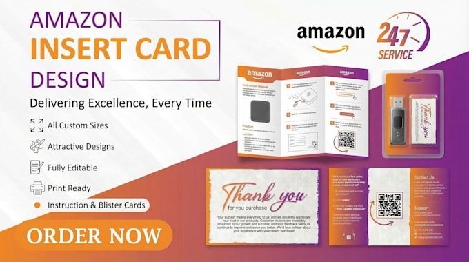design amazon product insert, package insert, instruction and blister card