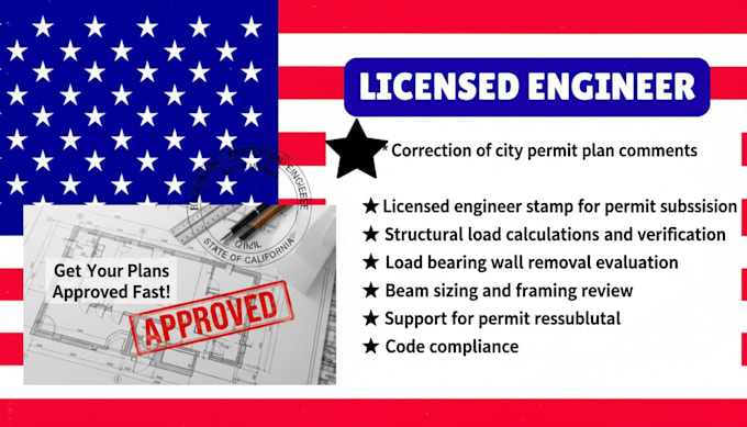 correct and stamp city permit plan wall removal as licensed structural engineer