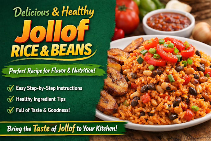 write delicious and healthy jollof rice and beans recipe