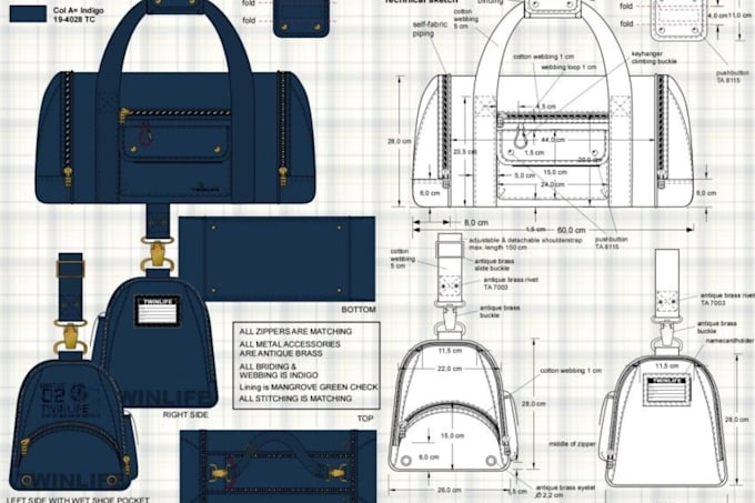 Bag Layout Sample Design design bag tech pack for handbags, luggage, tote bag pattern ...