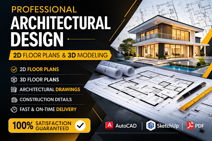draw professional autocad 2d floor plan, 3d floor plan and architectural drawing