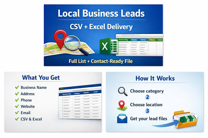 extract local business leads into CSV and excel