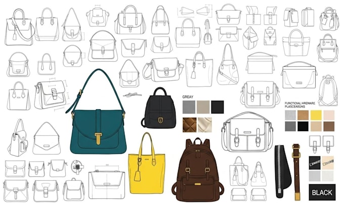 design handbag, backpack, luggage and create professional bag tech pack