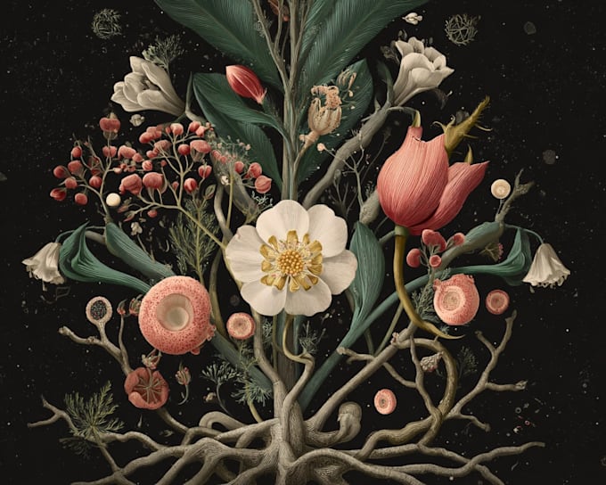 illustrate realistic plants, flowers, and leaves