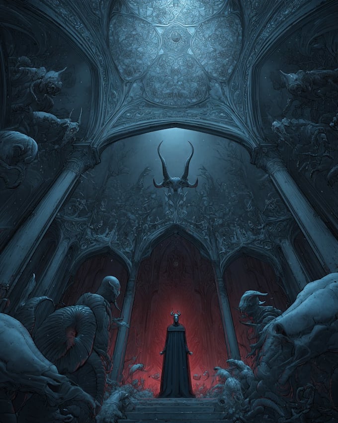 draw dark fantasy horror  print on merch or card