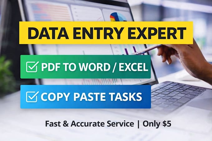 do data entry, excel data entry and transcription accurately