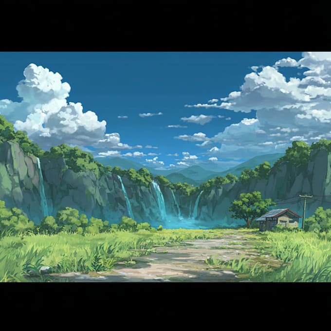draw anime background, 2d environment, landscape