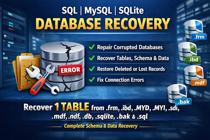 repair mdf, ndf, mysql, and sqlite database corruption